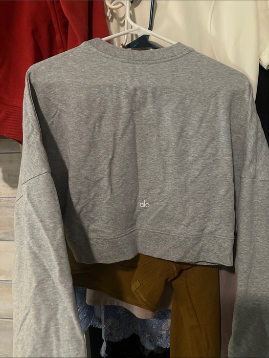 ALO Yoga Tops - ALO YOGA Grey Cropped Crewneck Sweatshirt